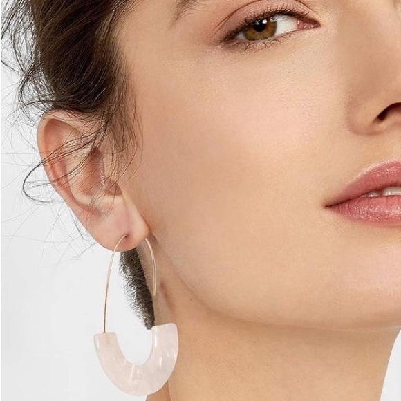 Acrylic Earrings Statement Tortoise Hoop Earrings in White - Picture 12 of 12